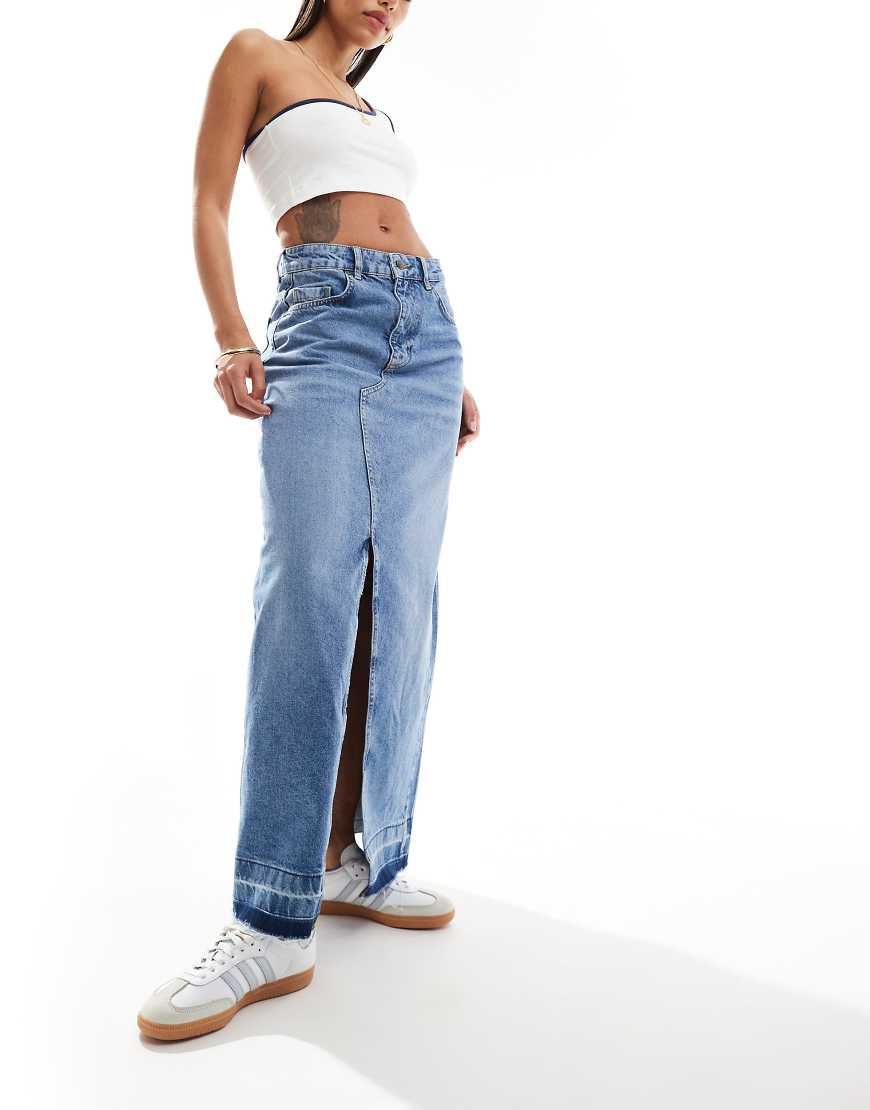 Object - Maxi-Jeansrock in Mittelblau mit Schlitz vorne Object - Maxi-Jeansrock in Mittelblau mit Schlitz vorne von Object