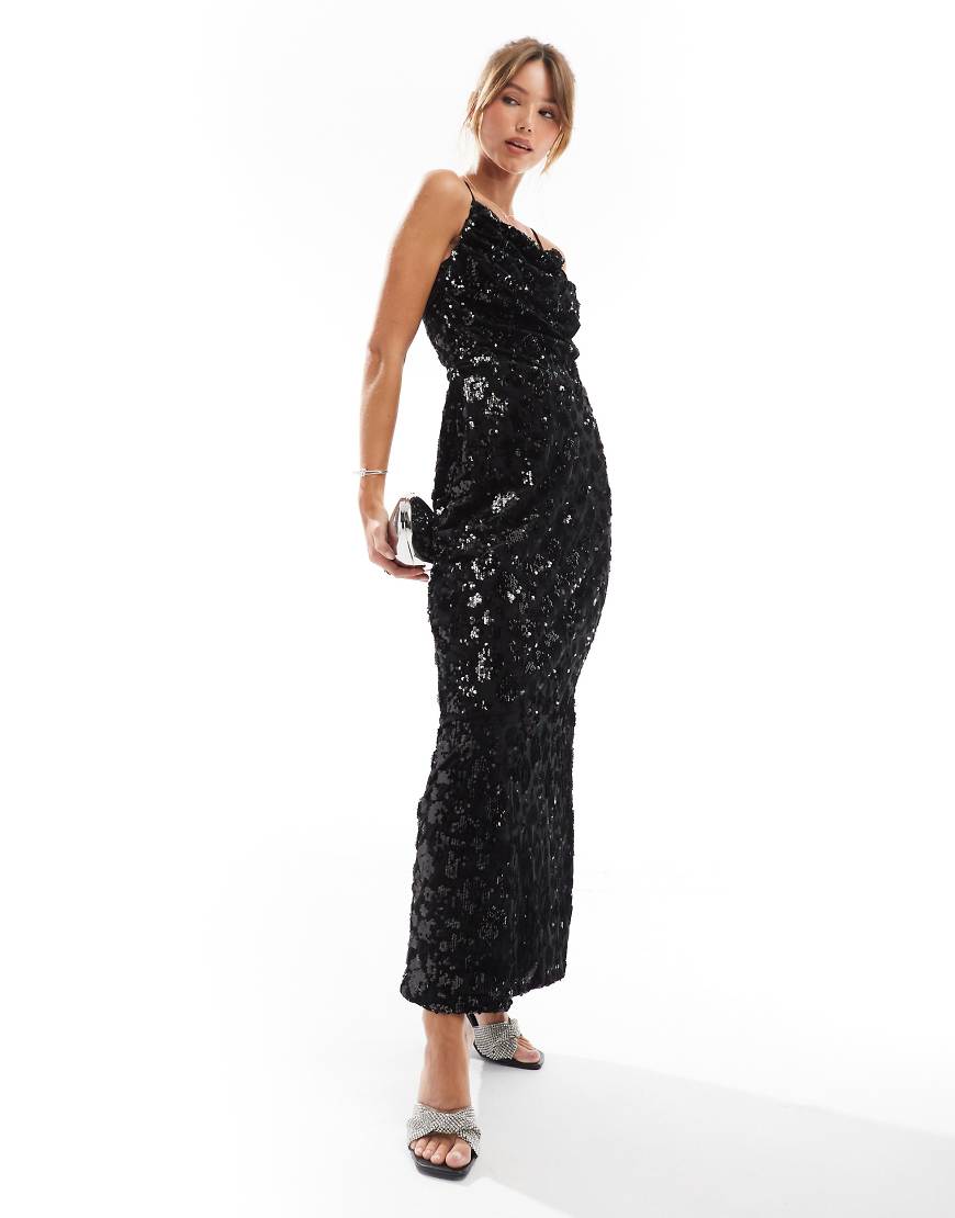 Object - Maxikleid in Schwarz mit Pailletten-Applikation Object - Maxikleid in Schwarz mit Pailletten-Applikation von Object