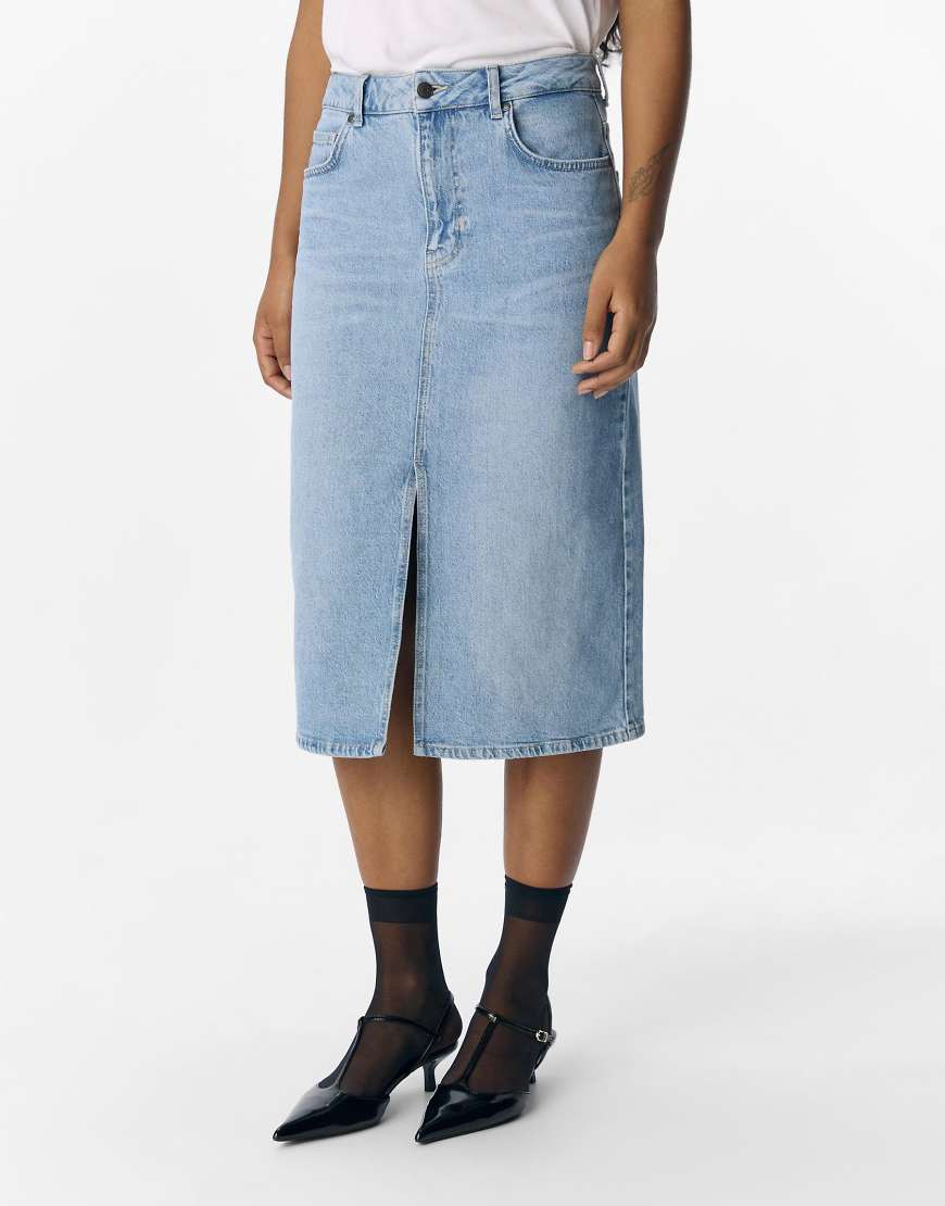 Object - Midi-Jeansrock in Light Blue Denim 1-Blau Object - Midi-Jeansrock in Light Blue Denim 1-Blau von Object