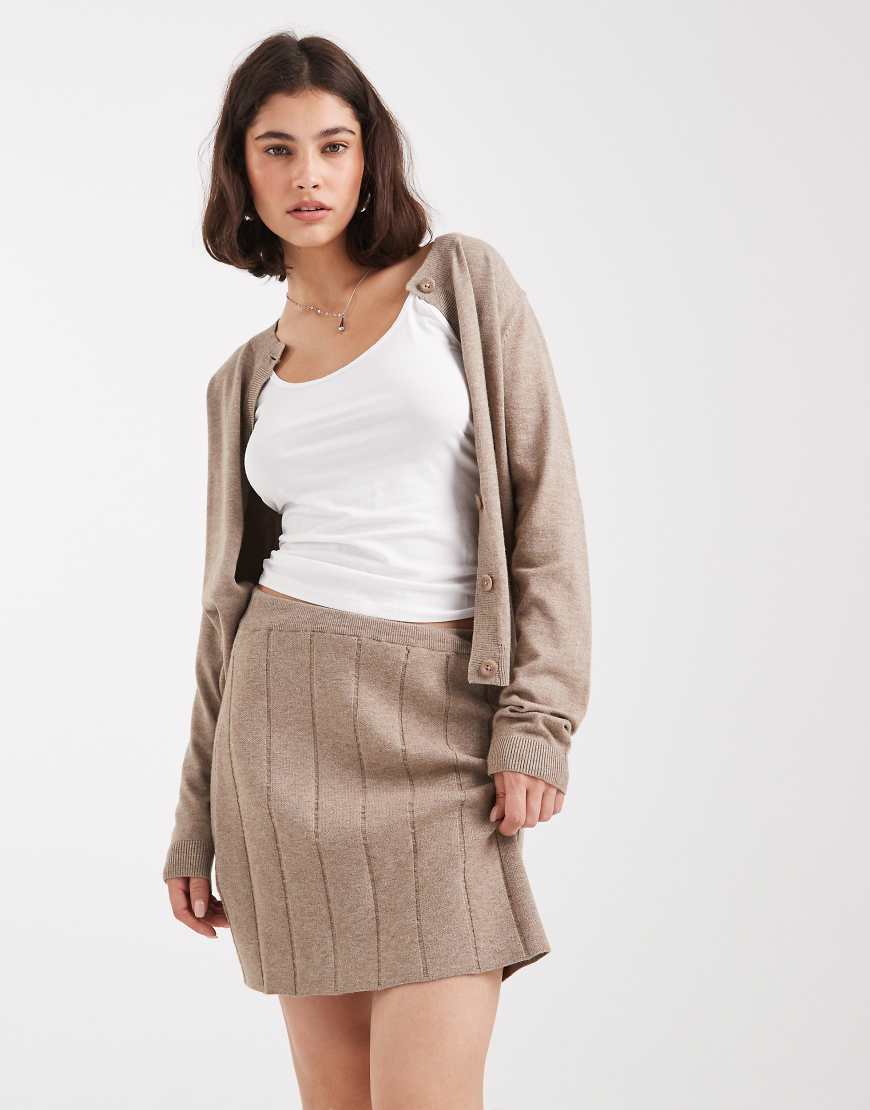 Object - Minirock aus Feinstrick in meliertem Taupe, Kombiteil-Neutral von Object
