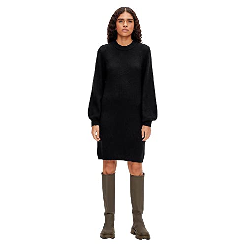Object NOS Damen OBJEVE NONSIA L/S KNIT DRESS NOOS Kleid,, per pack Schwarz (Black Black), 42 (Herstellergröße: XL) von Object