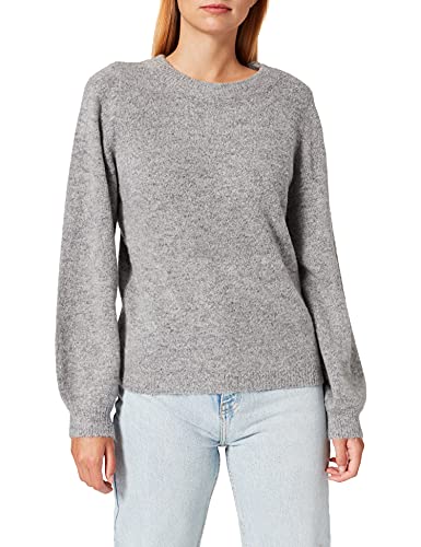 Object NOS Damen OBJEVE NONSIA LS KNIT PULLOVER NOOS Pullover,, per pack Grau (Light Grey Melange Light Grey Melange), 40 (Herstellergröße: L) von Object