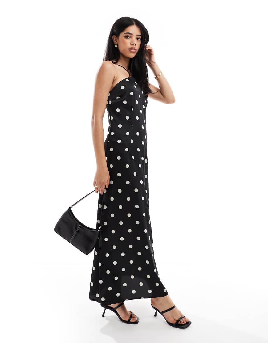 Object - Neckholder-Maxikleid in Schwarz mit Punkten Object - Neckholder-Maxikleid in Schwarz mit Punkten von Object