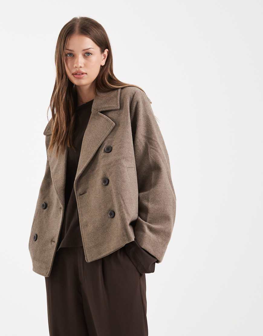 Object - Premium - Elegante Wollmix-Kurzjacke in Braun-Brown von Object