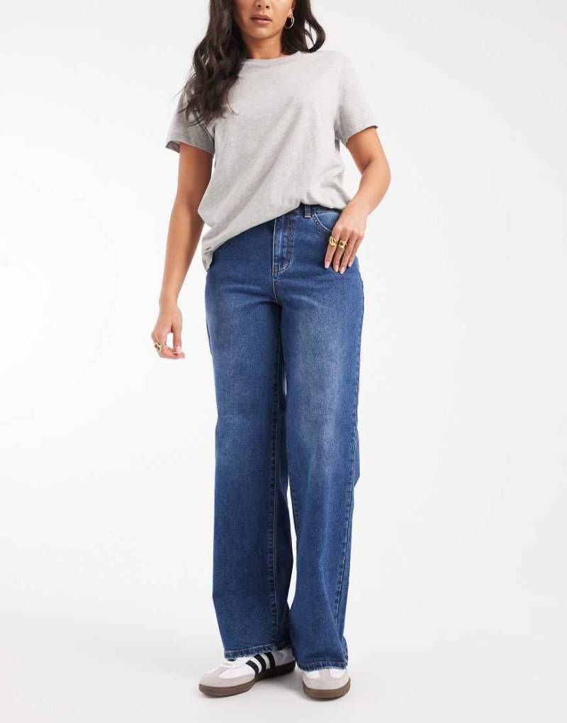 Object - Rio Mae - Weite Jeans in mittlerem Jeansblau von Object