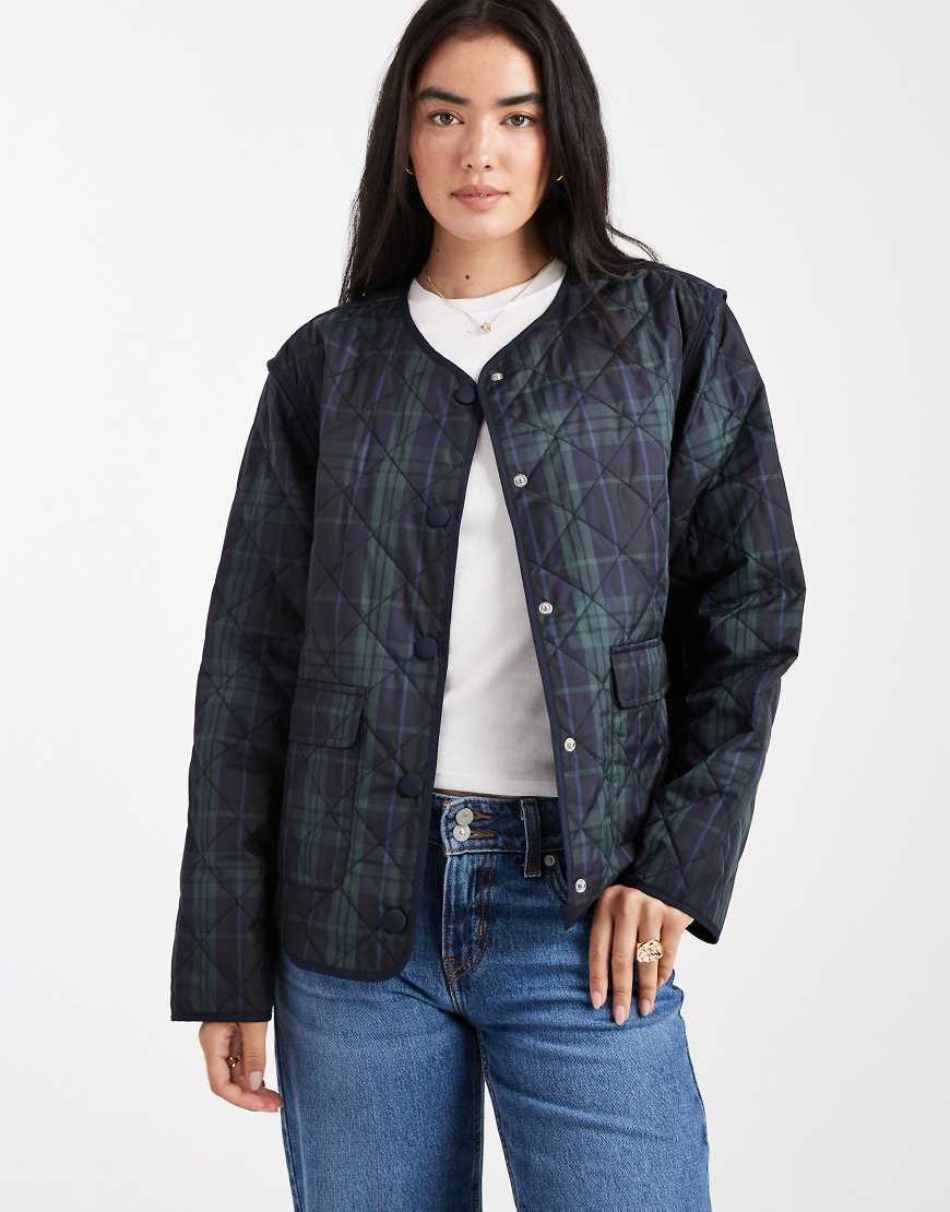 Object - Steppjacke in Dunkelgrün und Marineblau kariert von Object