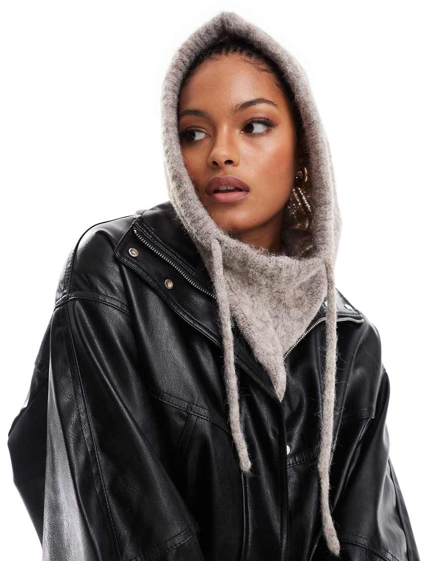 Object - Strick-Balaklava in meliertem Beige-Neutral von Object
