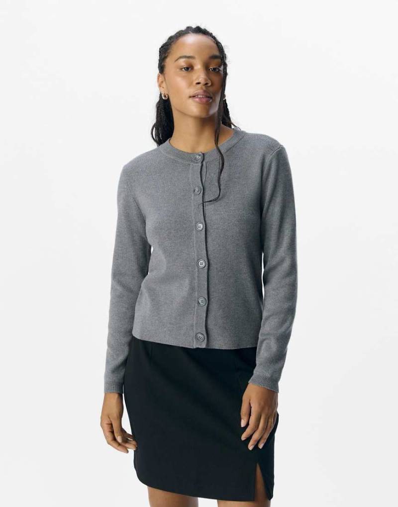 Object - Strickjacke in meliertem Mittelgrau von Object