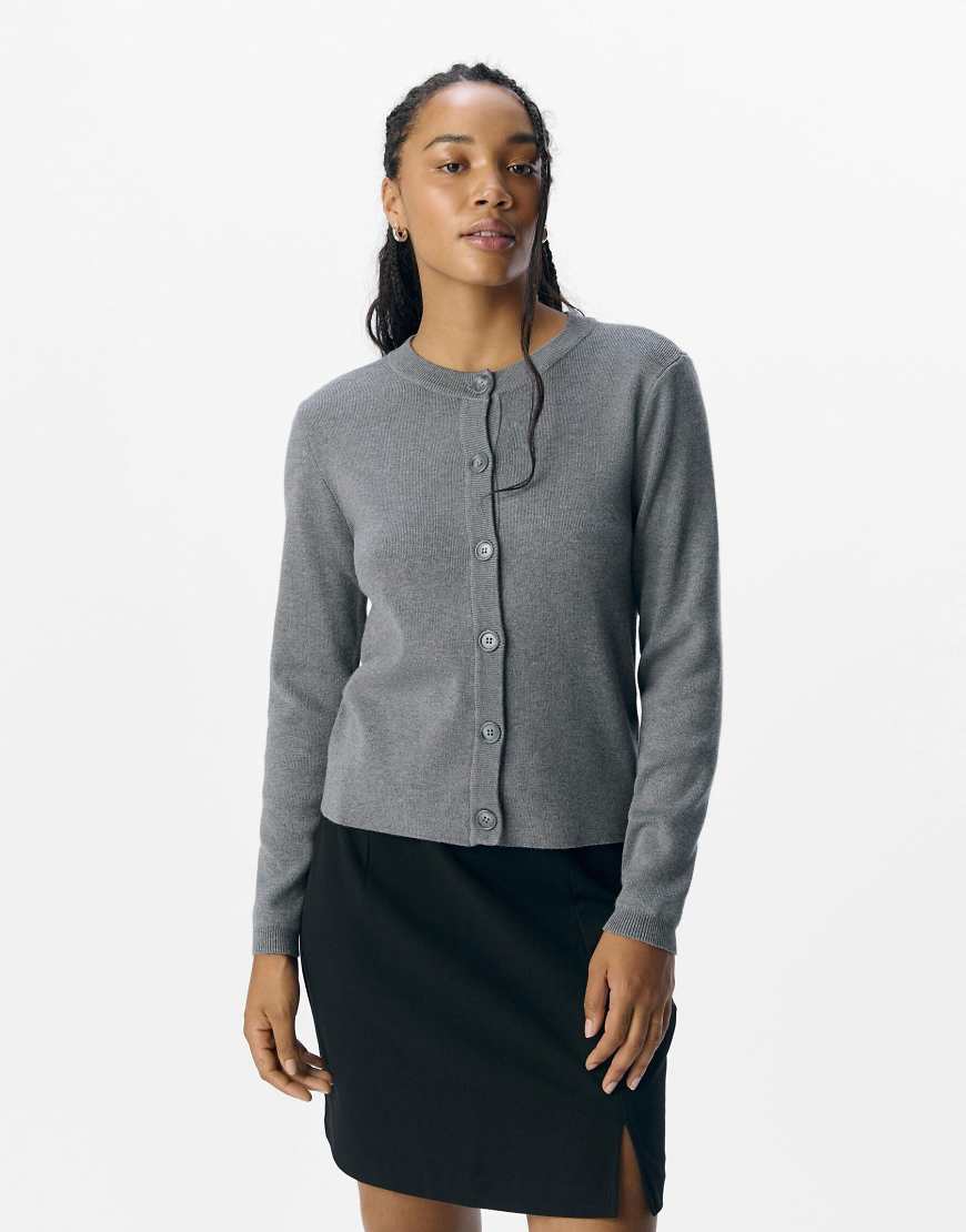 Object - Strickjacke in meliertem Mittelgrau von Object