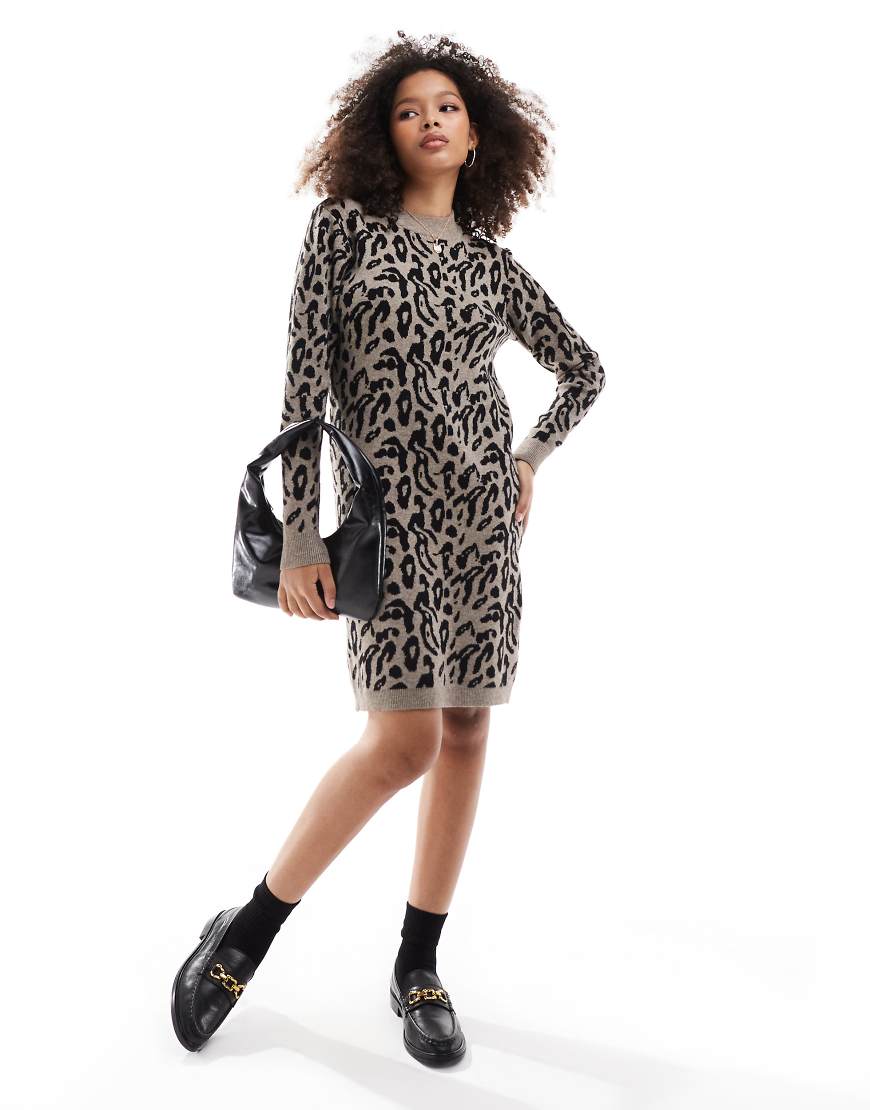 Object - Strickkleid mit Tierfellmuster-Neutral von Object