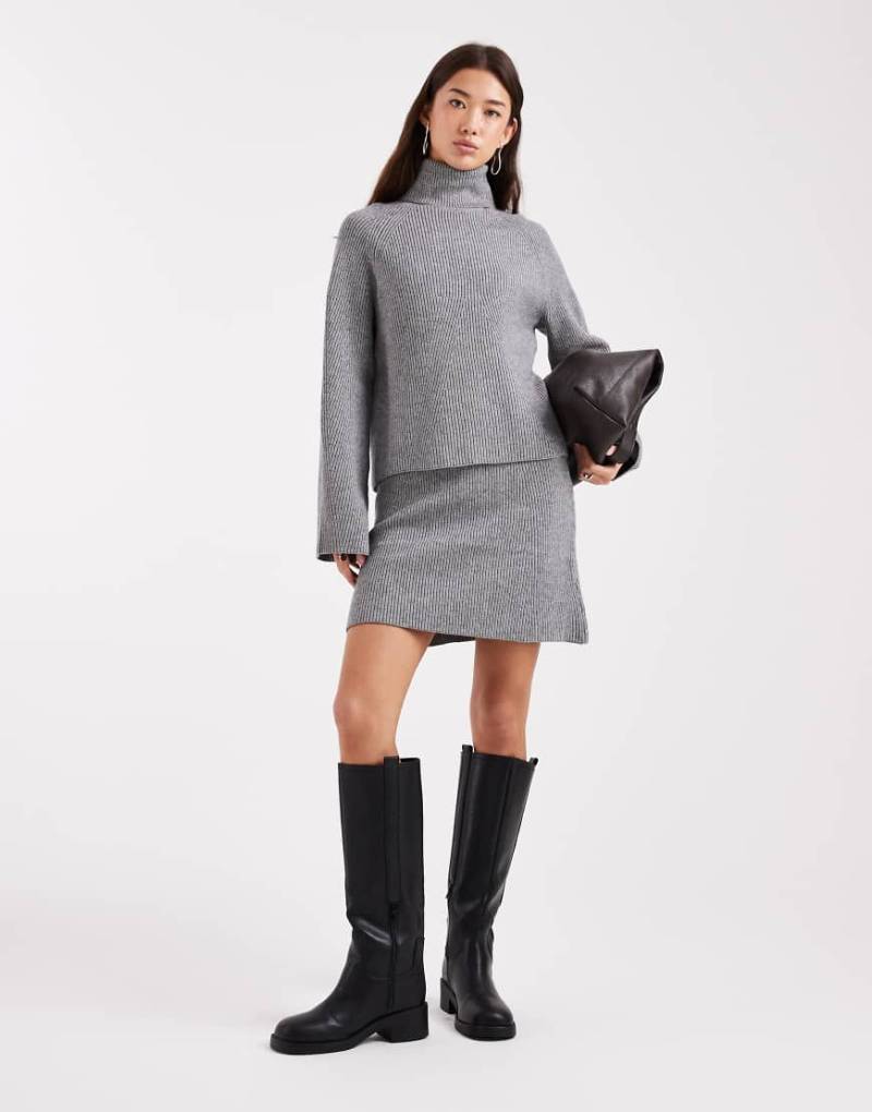 Object - Strickpullover in Grau mit Rollkragen, Kombiteil von Object
