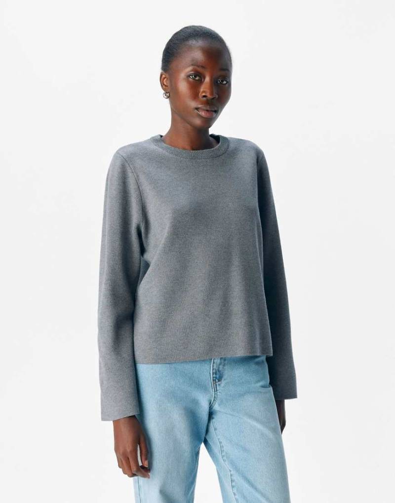 Object - Strickpullover in meliertem Mittelgrau von Object