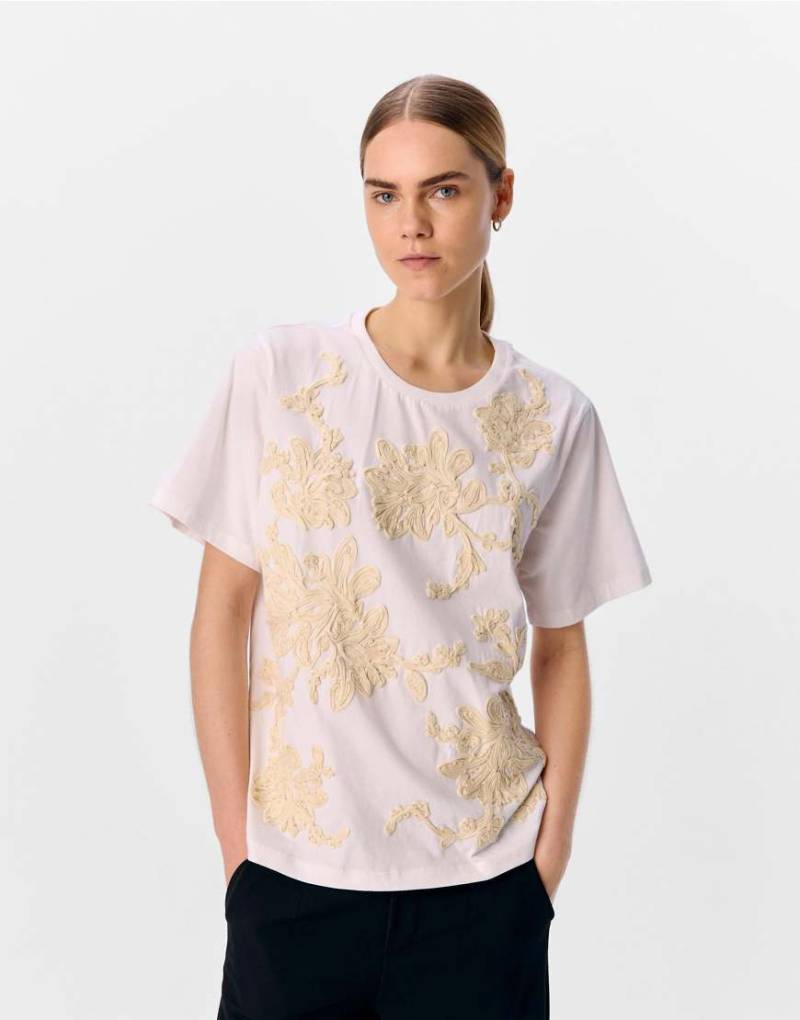 Object - T-Shirt in Cloud Dancer-Weiß von Object