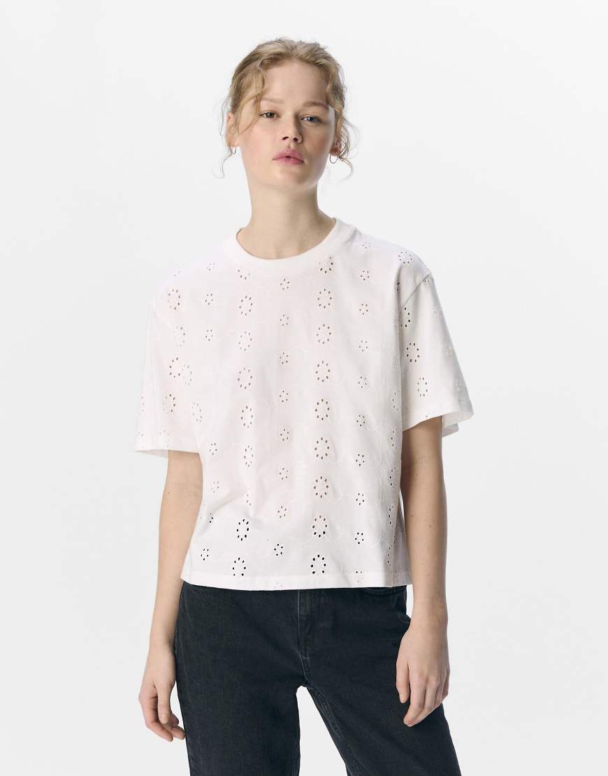 Object - T-Shirt in Cloud Dancer-Weiß Object - T-Shirt in Cloud Dancer-Weiß von Object