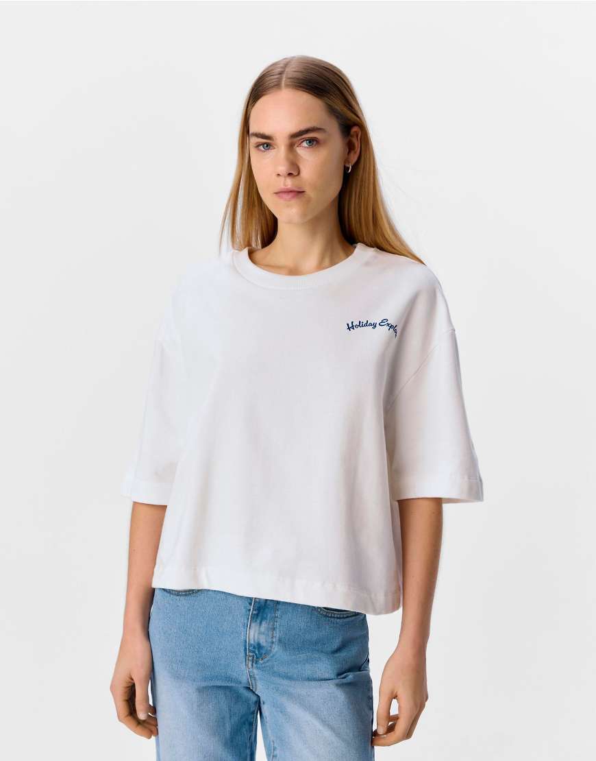 Object - T-Shirt in Cloud Dancer-Weiß Object - T-Shirt in Cloud Dancer-Weiß von Object