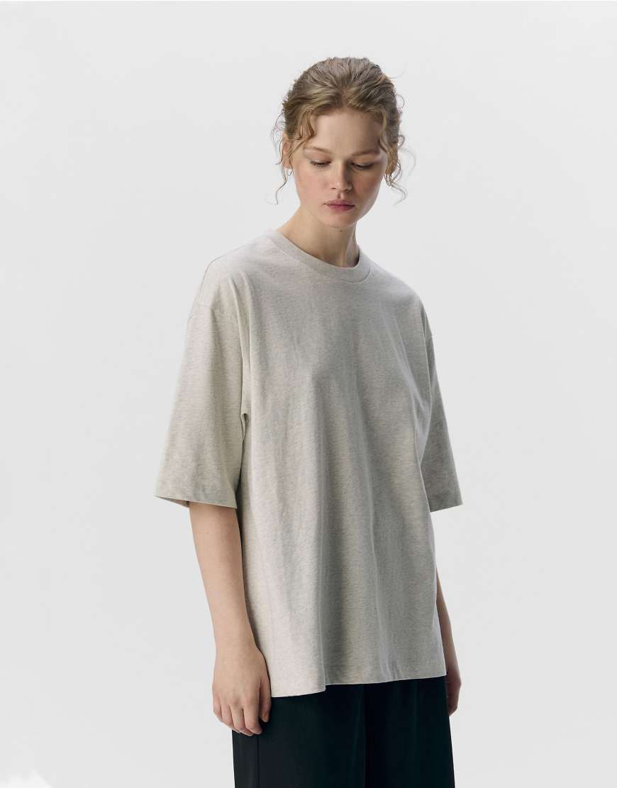 Object - T-Shirt in Hellgrau meliert Object - T-Shirt in Hellgrau meliert von Object