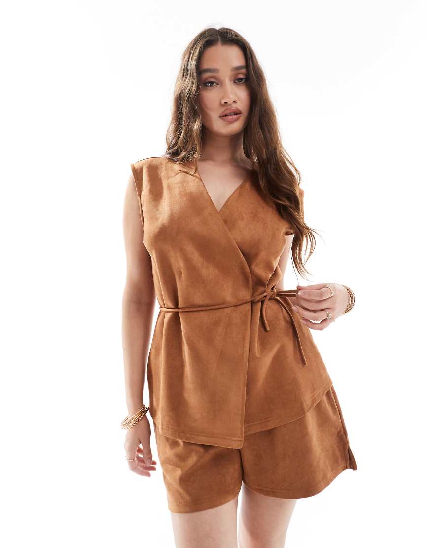Object - Weste aus Wildlederimitat in Kamelbeige mit Bindegürtel, Kombiteil-Neutral Object - Weste aus Wildlederimitat in Kamelbeige mit Bindegürtel, Kombiteil-Neutral von Object