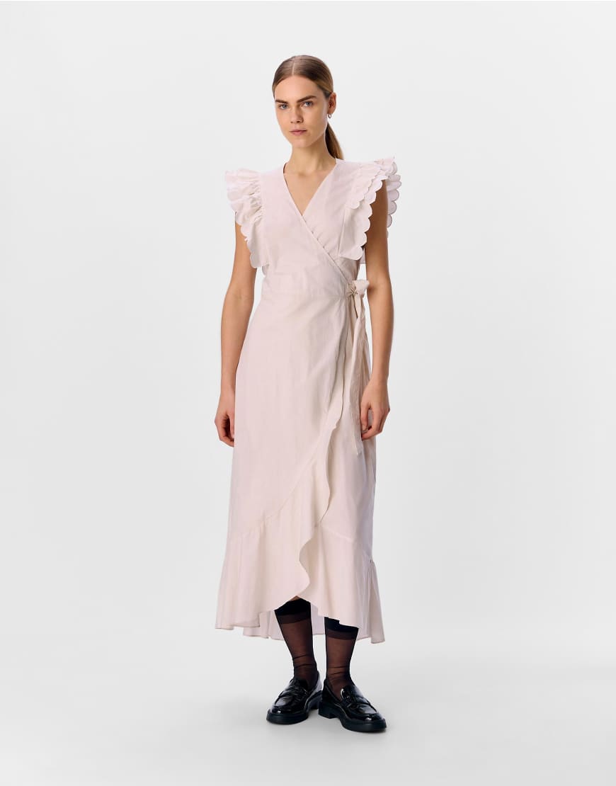 Object - Wickelkleid in White Sand-Weiß von Object