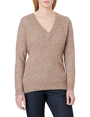 OBJECT Women's OBJELLIE L/S V-Neck Pullover NOOS Strickpullover, Fossil, M von Object
