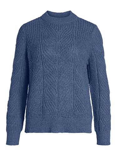 Object Women's OBJNOVA Stella L/S Knit NOOS Pullover, Bijou Blue/Detail:Melange, L, 23030186 von Object