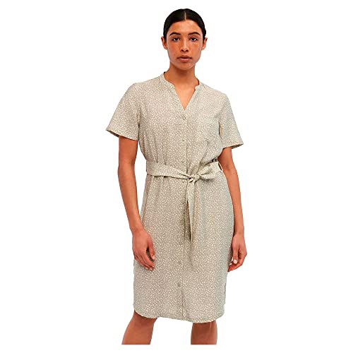Object Damen Objseline S/S Shirt Dress Noos Kleid, Seagrass/Aop:sandshell Dots, 40 EU von Object
