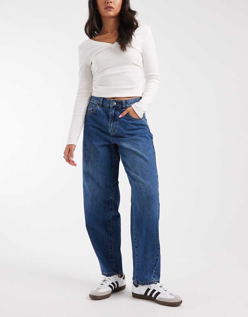 Object - Zoe - Barrel-Jeans aus Denim in Mittelblau von Object