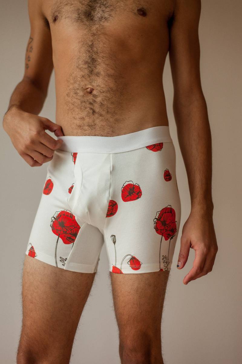 Boxer Aus Biobaumwolle Mit Mohnmotiv, Handgemacht in Detroit Boxer Aus Biobaumwolle Mit Mohnmotiv, Handgemacht in Detroit von ObjectApparel