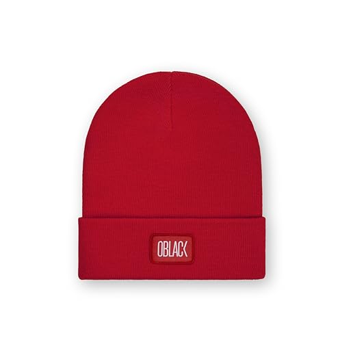 Oblack Mütze Herren Winter | Red Damen Beanie Warme | Rot Wintermütze Strickmütze | Dehnbare Weiche Wollmütze mit Bündchen | Weich & Stretchy Atmungsaktiv Unisex Mütze von Oblack