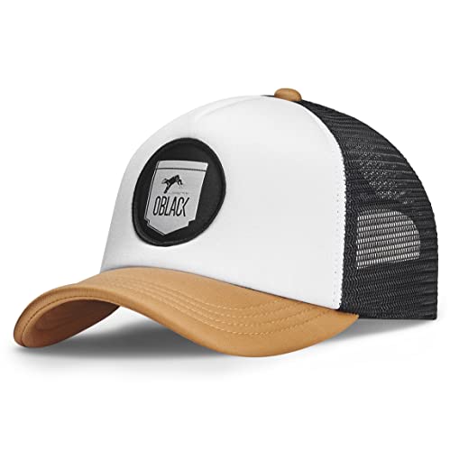 Oblack Trucker Cap Beige Cap Herren Classic Beige Basecap Herren Kappe Herren mit Schwarz Mütze für Damen Snapback Caps Männer Hut - Baseball Cap von Oblack