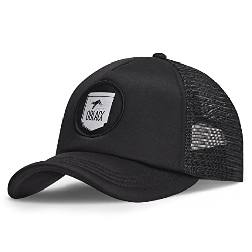 Oblack Trucker Cap Cap Herren Classic Total Black Basecap Herren Kappe Herren mit Schwarz Mütze für Damen Snapback Caps Männer Hut - Baseball Cap von Oblack