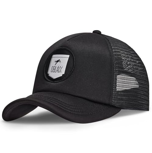 Oblack Trucker Cap Kinder Schwarz Cap Jung Classic Kids Total Black Basecap Herren Kappe Herren mit Schwarz Mütze für Jungen Snapback Caps Männer Hut - Baseball Cap von Oblack