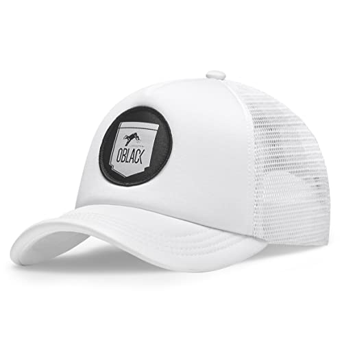Oblack Trucker weib Cap Herren Classic Total White Basecap Herren Kappe Herren mit Schwarz Mütze für Damen Snapback Caps Männer Hut - Baseball Cap von Oblack