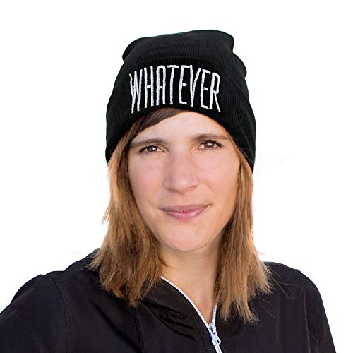 Oblique Unique® Beanie Mütze Slouch Damen Herren Unisex Schwarz Trendige Winter Mütze mit Schriftzug - Whatever von Oblique Unique