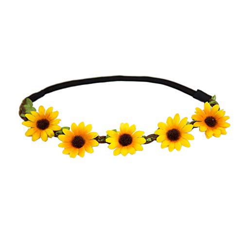 Oblique-Unique® Blumen Haarband Stirnband Blumenkranz Haarschmuck Kopfschmuck Bohemia Style Mädchen Damen - Farbe Wählbar (Gelb) von Oblique Unique