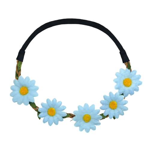 Oblique-Unique® Blumen Haarband Stirnband Blumenkranz Haarschmuck Kopfschmuck Bohemia Style Mädchen Damen - Farbe Wählbar (Hellblau) von Oblique Unique
