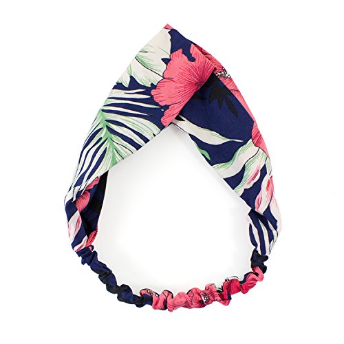Oblique Unique® Damen Stirnband Haar Band Haarschmuck elastisch Einheitsgröße Blumen Motiv - wählbar (Blau Pink) von Oblique Unique
