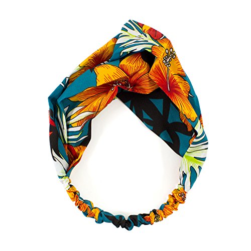 Oblique Unique® Damen Stirnband Haar Band Haarschmuck elastisch Einheitsgröße Blumen Motiv - wählbar (Türkis Orange) von Oblique Unique
