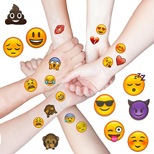 Oblique-Unique® Emoji Sticker Temporäre Tattoos 48 Stück Aufkleber XXL Emoticons von Oblique Unique