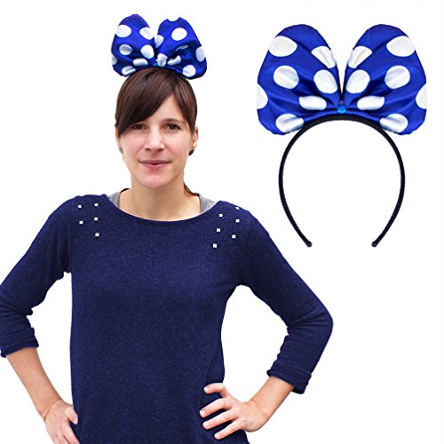 Oblique-Unique® Haarreifen mit großer Schleife in Blau Weiß von Oblique Unique