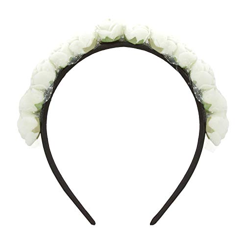 Oblique Unique® Rosen Haarreifen Blumen Haarreif Prinzessin Braut JGA Hochzeit Tanzmarie Fasching Karneval Mädchen Damen Kopfschmuck (Weiß) von Oblique Unique