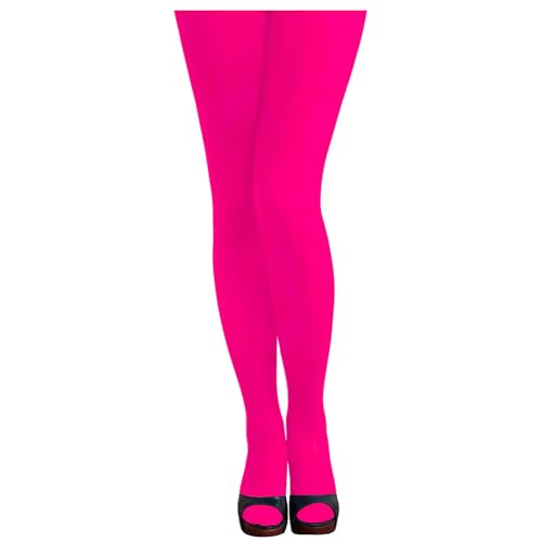 Oblique Unique® Sexy Neon Strumpfhose für Damen Frauen Mädchen 80s 80er 90s 90er Jahre Motto Party Fasching Karneval Kostüm Accessoire (Neonpink) von Oblique Unique