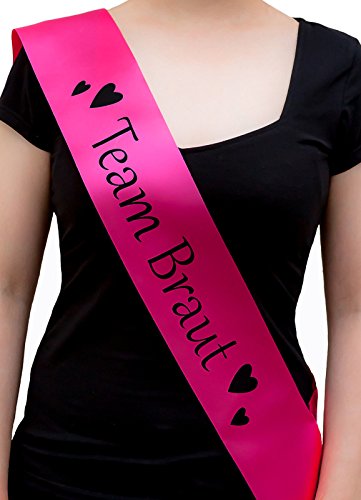 Oblique Unique® Team Braut Schärpe in Pink mit schwarzer Aufschrift - Perfekt für den Junggesellinnenabschied von Oblique Unique