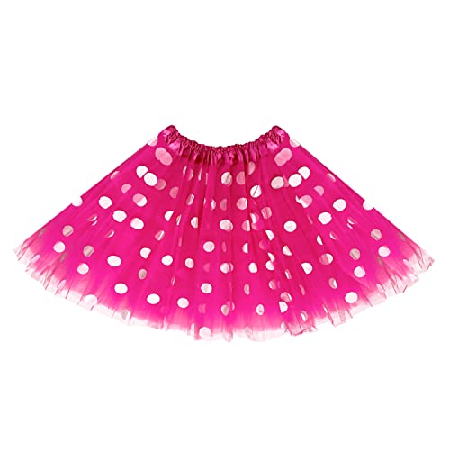 Oblique Unique® Tutu Tütü Reifrock Unterrock Petticoat Damen Frauen Rock Pink Weiß gepunktet als Kostüm Accessoire für Fasching Karneval Motto Party von Oblique Unique