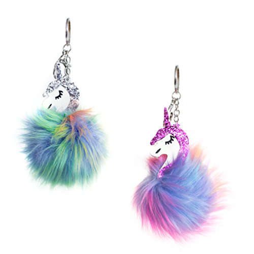Oblique Unique 2x Einhorn Schlüsselanhänger Unicorn Handy Smartphone Schulranzen Anhänger Flauschig Weich von Oblique Unique