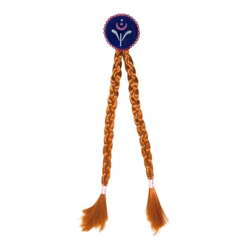 Oblique Unique Haarspange mit braunen Zöpfen mit Eisblume Accessoire für Fasching Karneval Motto Party Mädchen Geburtstag (Haarspange mit braunen Zöpfen) von Oblique Unique