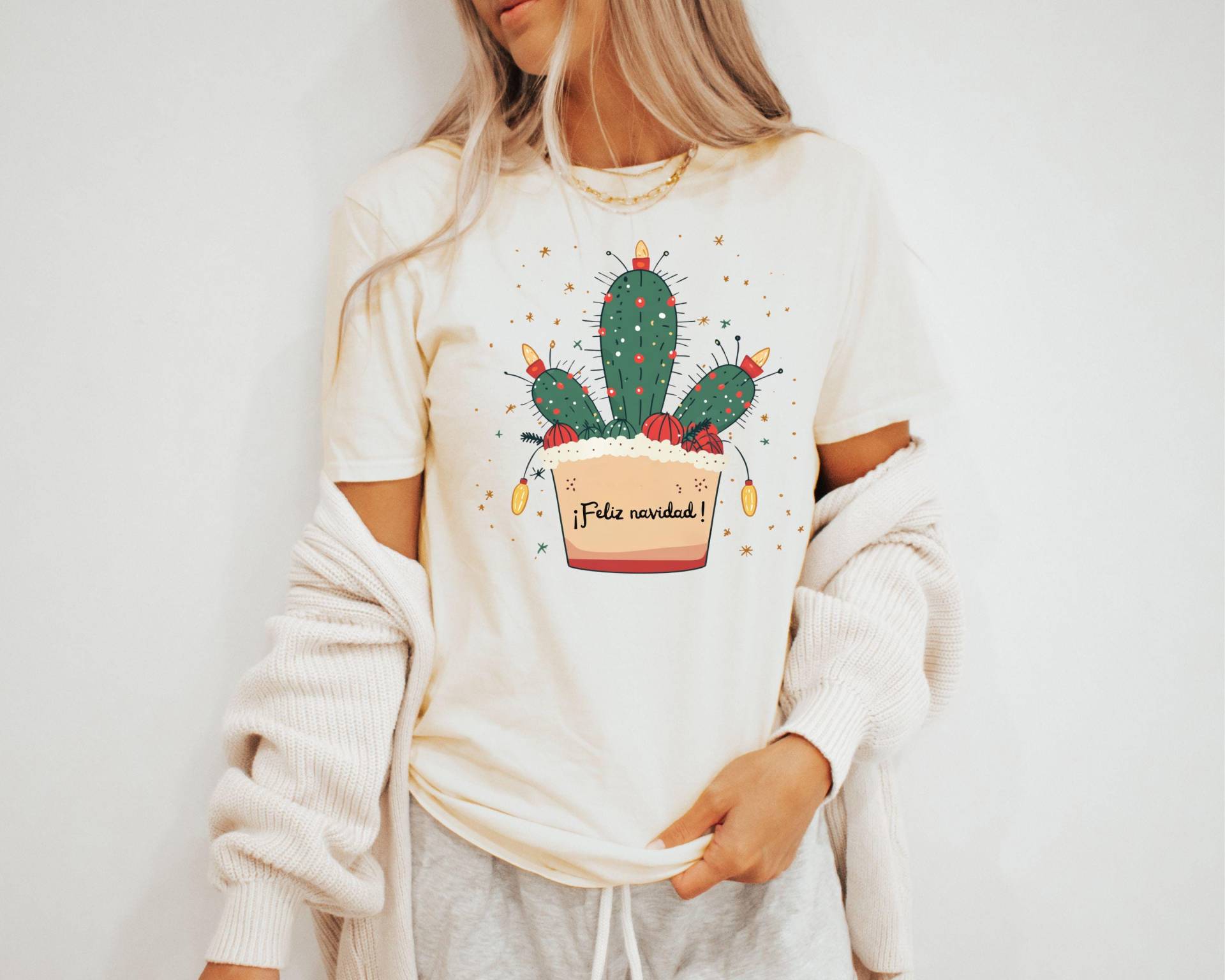 Feliz Navidad Shirt Feliz Camisa Kaktus Shirt Merry Christmas Tshirt Frohe Weihnachten Geschenk Für Latino Spanien von ObliqueShirts