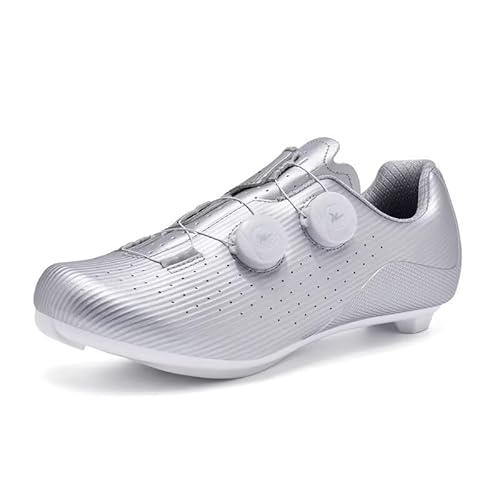 Herren Rennradschuhe für lange Distanz, bequeme Passform & atmungsaktiv mit breiter Zehenbox, Stoßdämpfung für Ausdauerreiten (100 km+), grau, 46 EU von Obnoxi