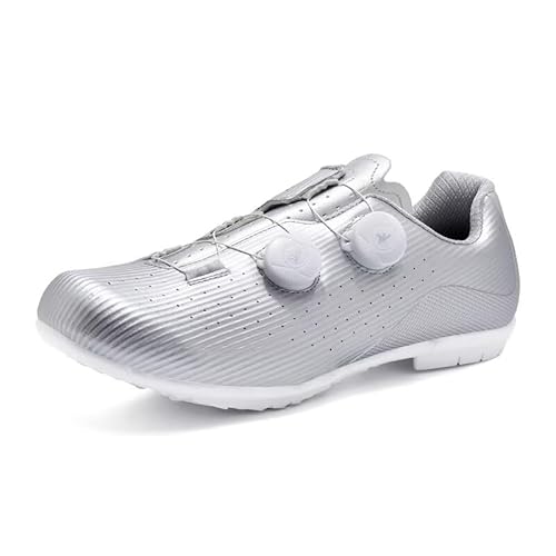 Rennradschuhe für Herren, Vollkarbonsohle, MegaSchnallenverschluss, ultra steif und effizient, grau, 38.5 EU von Obnoxi