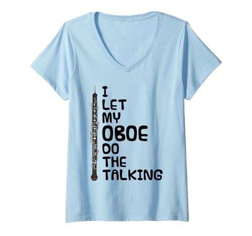 Damen Ich lasse meine Oboe sprechen, Oboist introvertiert T-Shirt mit V-Ausschnitt Damen Ich lasse meine Oboe sprechen, Oboist introvertiert T-Shirt mit V-Ausschnitt von Oboe Player Musician Introvert By DoodleRob