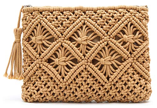 Stroh Schultertasche Stroh Clutch Frauen handgewebt Pom Stroh Crossbody Tasche Sommer Strand Umschlag börse von Obosoyo